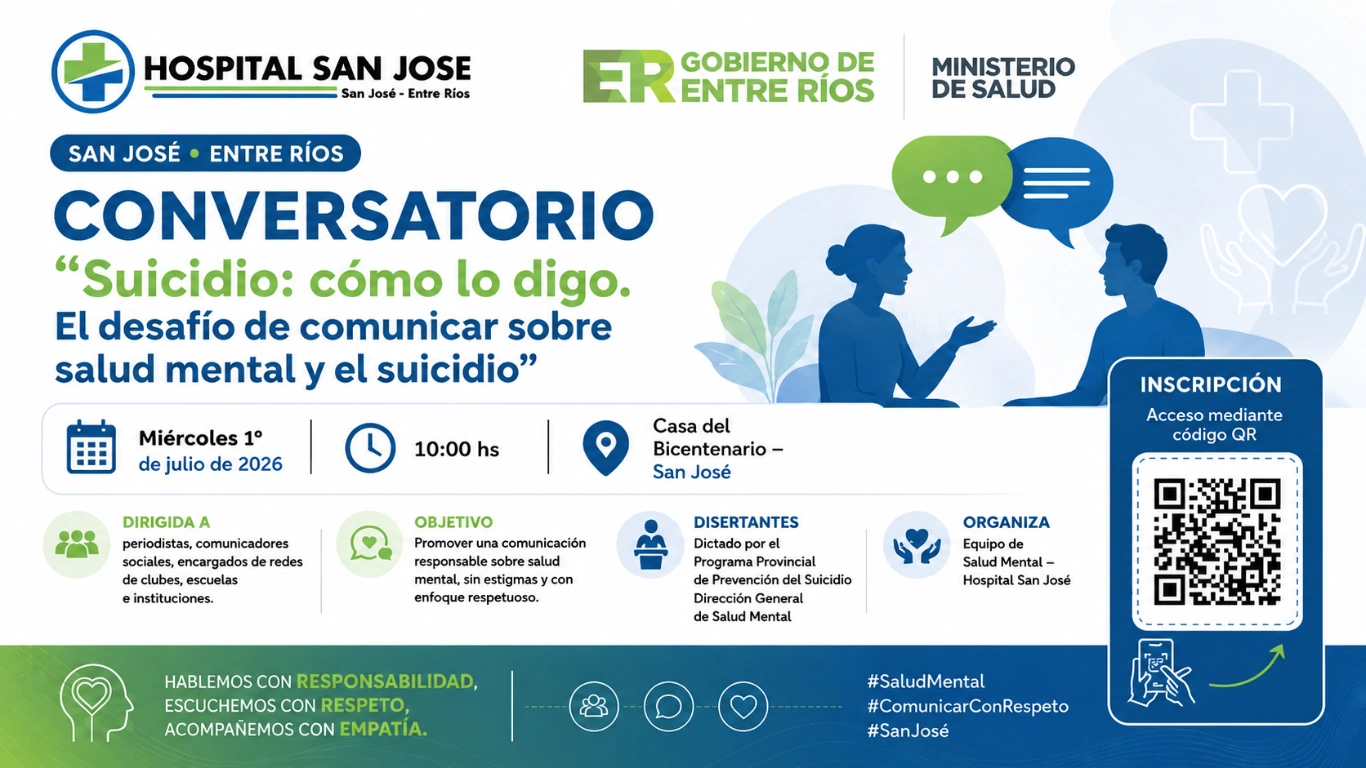 El Hospital San José invita al conversatorio sobre comunicación responsable y salud mental
