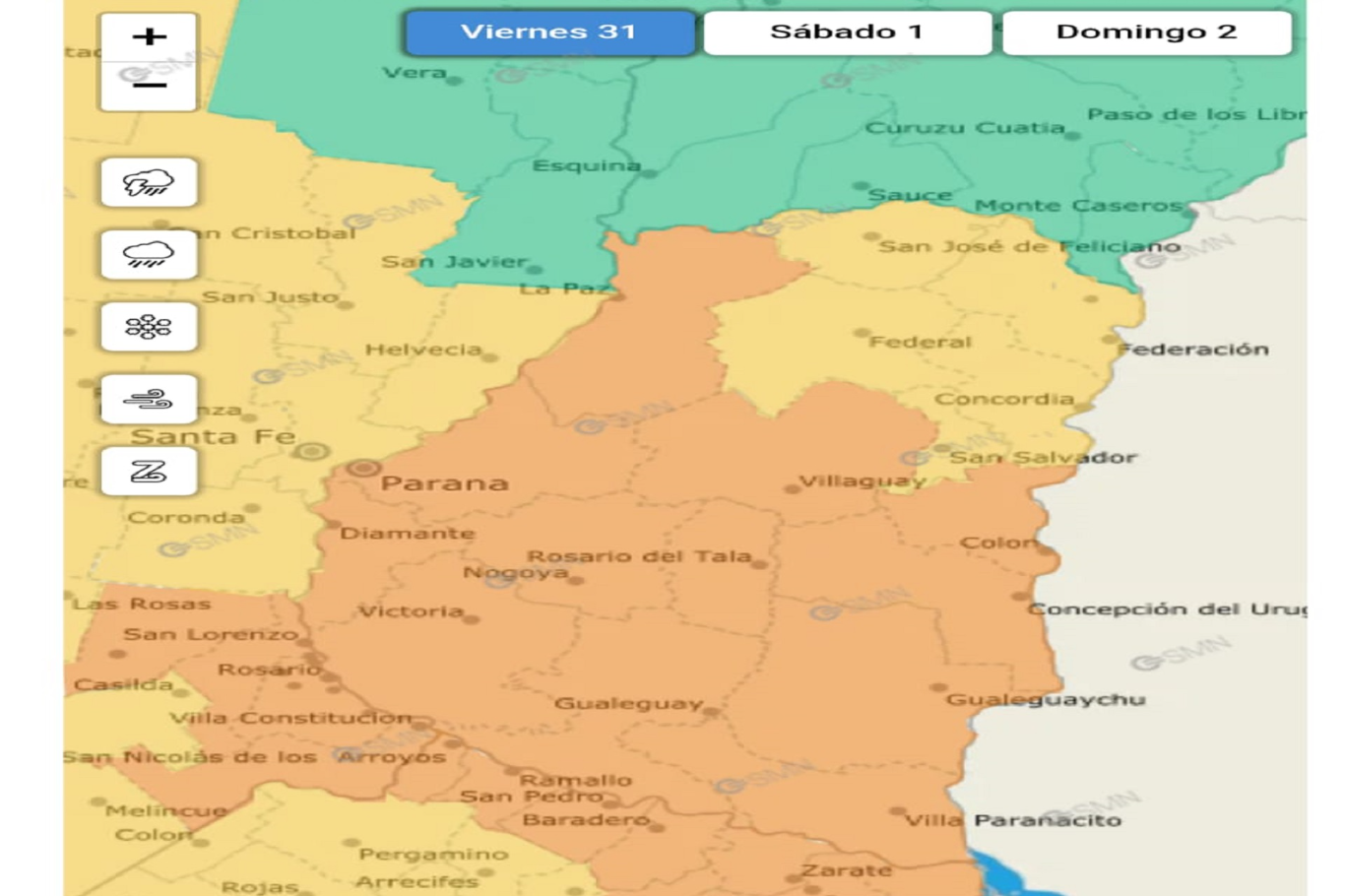 Renuevan alerta naranja por tormentas para este fin de semana